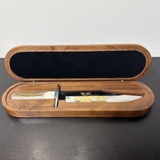 Custom Buck USA Knife 916 Bowie Knife 8” Stag Antler 2005 V Twin Expo W/Case picture