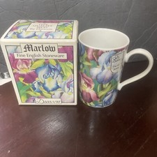 VTG Dunoon Scotland Marlow Iris Coffee Mug Tea Cup Floral Flowers New picture