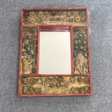 Vintage Peruvian Retablo Mirror - Masks, Hats, People at Work / Play Peru picture