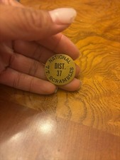 Vintage National Distillers T.T. Scrambles 37 Brass Pin Badge picture