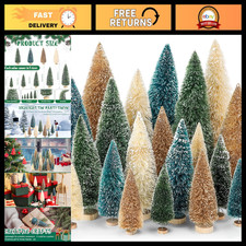 20 Pcs Miniature Christmas Tree Bottle Brush Set - Green & Gold Decor picture