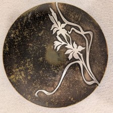 Heintz Sterling on Bronze Art Nouveau Tray Dish 5 .75