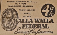 Vintage Advertisement, WA, 1962, WALLA WALLA SAVINGS & LOAN ASSC,
