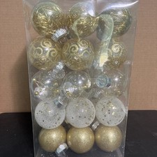 30 Ct. Clear and Gold 2 1/4”Christmas Ball Ornaments picture