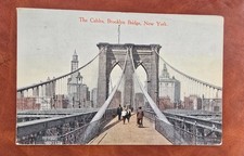 Antique New York City NYC Postcard The Cables Brooklyn Bridge picture