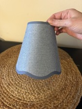 Small Blue Scalloped Lamp chandelier Shade 3 x 6 x 6 In. Cottage core, coastal picture