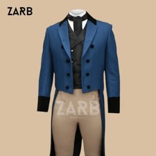 Blue Regency Tailcoat | 19th Century Mens Jacket | Bridgerton Costume Coat picture