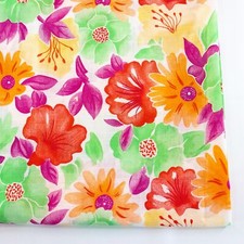 Vtg Cotton Fabric Bright Florals Daisies 2 Yards Unused Wamsutta Tropical Vibes picture