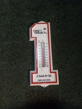 Vintage First Of America Bank Thermometer Wall Mount USA Decent Condition Rare picture