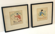 Pair Navajo Artist Harrison Begay 1917  2012 Framed Matted Silkscreen serigraphs picture