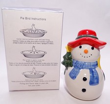 Rare Vintage Pfaltzgraff Pie Bird Vent * Winter 'Snow Village' Snowman, box picture