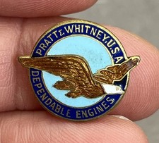 Vintage Pratt & Whitney USA Dependable Engines Enamel Pinback Awesome 3/4