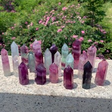 2.2LB Natural fluorite quartz obelisk crystal wand point healing random picture