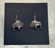PHILMONT STERLING SILVER EARRINGS SCOUT RANCH BUFFALO With Brand picture