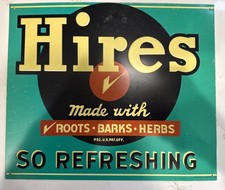 Vintage 1950s, HIRES ROOT BEER ,SO REFRESHING, Original Tin tacker. 12x14