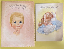 VTG 60's Hallmark Kids' Boy Girl Bunny Rabbit Greeting Cards~FRANCES HOOK STYLE picture