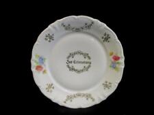 Vintage Porcelain Anniversary Plate Bavaria 43 Germany 9 Inch Floral Gold Toned picture