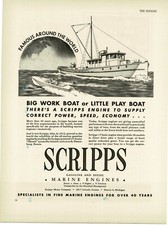 1946 SCRIPPS Marine engine For big or little boats art Vintage Print Ad picture