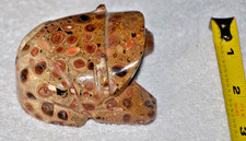 Vintage Native Zuni Fetish Frog Carving Leopard Stone picture