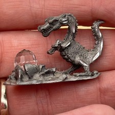 Vintage Cuteri Pewter Dragon Crystal Egg Miniature Mystical Figurine picture