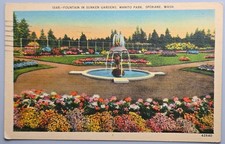 Manito Park Sunken Gardens Fountain Spokane WA 1945 picture