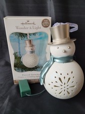 NEW 2011 Hallmark Wonder & Light Pierced Snowman Ornament Twinkling Lights Works picture