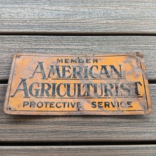 Vintage 1946 American Agriculturist Member Protective Service Sign  picture