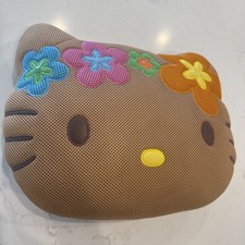 Y2K VTG Rare Sanrio Hello Kitty Hawaiian Hibiscus Tan Face Plush Mesh Pillow picture
