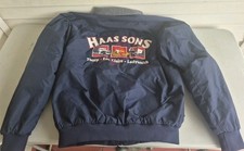 VINTAGE ADVERTISING HAAS SONS COMPANY DRIVER'S,TRUCKER'S JACKET SIZE LARGE BLUE picture
