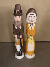 Don Featherstone Thanksgiving Pilgrim Man/Woman Blow Molds Vintage picture