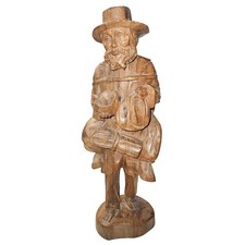 Vintage Hand Carved Wood Sculpture Ecuadorian Traveler Merchant Folk Art 15.5in picture