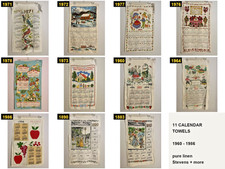 Lot 11 Vintage Linen Calendar Tea Towels 1960-1986 Stevens Harpers Weekly Birds picture