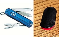 NEW in Box Victorinox Knife Swiss Army Translucent BLUE CLASSIC SD + SLEEVE picture