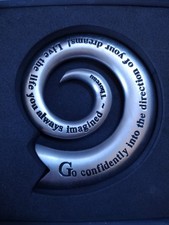 Vintage Sacchi Silver Metal Swirl Paperweight Inspirational Thoreau Quote,  3.5