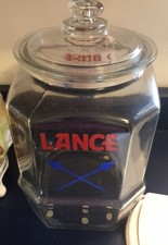 VTG 1940's LANCE Cracker/Cookie Jar Large 8-Sided 13”  w/Glass Lid  picture