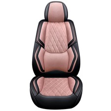 Car Seat Covers Full Set Premium Faux Leather 5 Seats Universal Fit, Pink picture