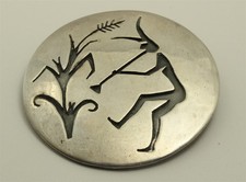Vintage Hopi Sterling Silver Overlay Corn & Kokopelli Dancer Brooch Pin 20.9g picture
