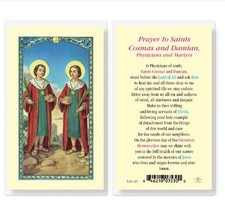 St Cosmas and Damian Prayer Card Laminated Patron Saint Catholic Holy Card picture
