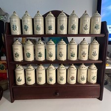1992 Vintage COMPLETE  Lenox Spice Garden Spice Jars Porcelain Set 24 With Rack picture