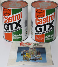 2 Vintage Castrol GTX Super Multi-Grade Oil Can Cardboard 1 Quart 10w/40 USA picture