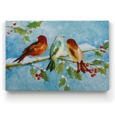 Renditions Gallery SnowBirds on Holly Tree Wall Art Print 24x36 picture