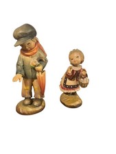 Vintage Set of 2 Anri Figurines Signed Ferrandiz  Boy Girl Hand Signed Dated picture