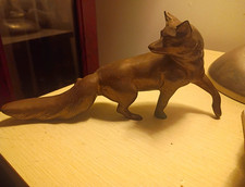 Brown Metal Fox Figurine Sculpture, Antique Finish, Animal Decor, 1 Pack picture