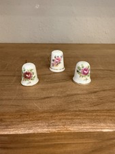 Set of Three Vintage Decorative Floral Thimbles Made In England And Japan picture