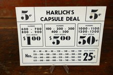 Vintage Harlich’s Capsule Deal Winners Payout 5 Cent Punch Board Display Card picture