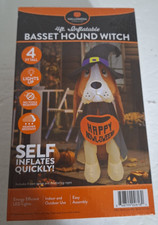 Basset Hound Witch Halloween Collection Lighted Yard Inflatable 4 Feet Tall NIB picture