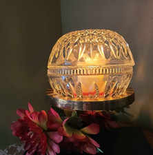 Vintage Indiana Glass Mt. Vernon Diamond Cut Clear Fairy Candle Lamp Light picture