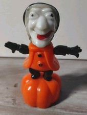 VINTAGE FUN WORLD HALLOWEEN PUSH PUPPET WITCH #9410 HONG KONG 60'S 3 1/2