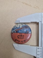 RARE VTG We Never Sleep Barnes Auto Co. Automotive Badge - Vintage-Style Pinback picture