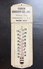 Pre-1950's Yadkin Grocery Co, Inc Vintage Metal Thermometer Yadkinville NC picture